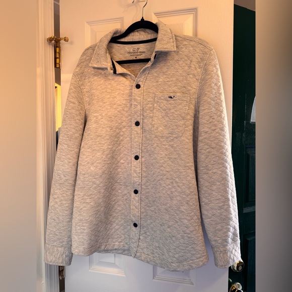 Vineyard Vines Men's Quilted Snap Jacket in Light Grey Medium - Picture 3 of 11